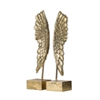 Angel Wing Bookend Set of 2- Square Base- Gold Resin- Antique Style