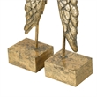 Angel Wing Bookend Set of 2- Square Base- Gold Resin- Antique Style