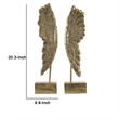 Angel Wing Bookend Set of 2- Square Base- Gold Resin- Antique Style