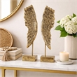 Angel Wing Bookend Set of 2- Square Base- Gold Resin- Antique Style