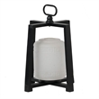 Lantern with White Glass Insert- Fir Wood and Iron Loop- 17 Inch