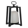 Lantern with White Glass Insert- Fir Wood and Iron Loop- 17 Inch