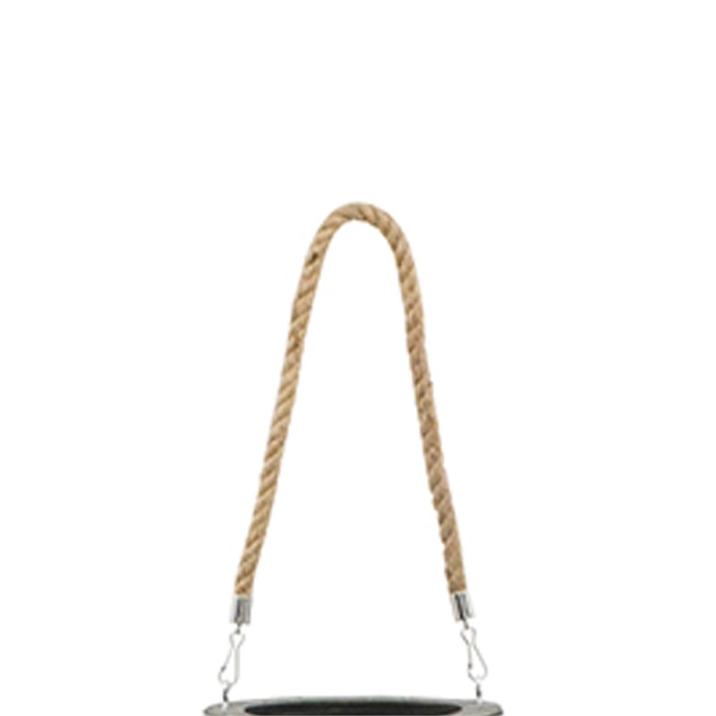 Prish Tall Lantern- Glass Insert- 33 Inch Green Bamboo Frame- Hemp Rope