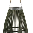 Prish Tall Lantern- Glass Insert- 33 Inch Green Bamboo Frame- Hemp Rope