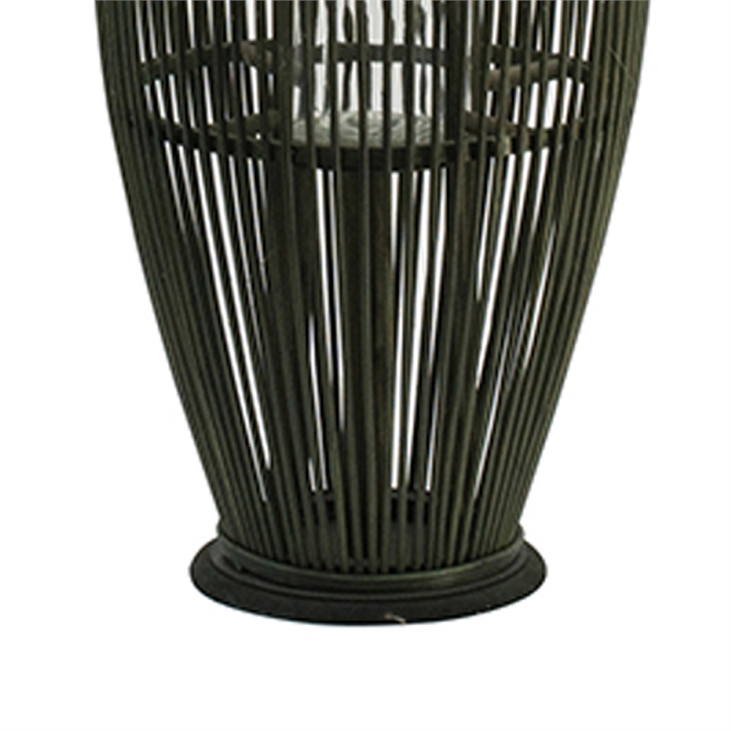 Prish Tall Lantern- Glass Insert- 33 Inch Green Bamboo Frame- Hemp Rope