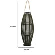 Prish Tall Lantern- Glass Insert- 33 Inch Green Bamboo Frame- Hemp Rope