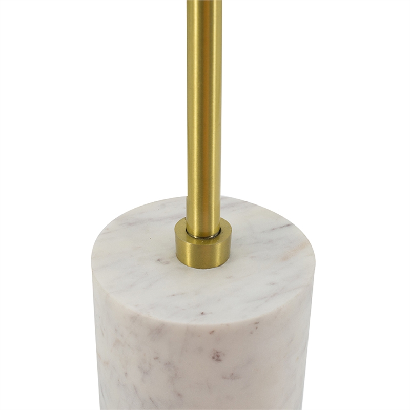 Gony Side End Table- 16 Inch Round- Brass Inlay- White Marble Pedestal