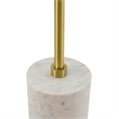 Gony Side End Table- 16 Inch Round- Brass Inlay- White Marble Pedestal