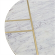 Gony Side End Table- 16 Inch Round- Brass Inlay- White Marble Pedestal