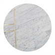 Gony Side End Table- 16 Inch Round- Brass Inlay- White Marble Pedestal