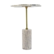 Gony Side End Table- 16 Inch Flower Top- Brass Inlay- White Marble