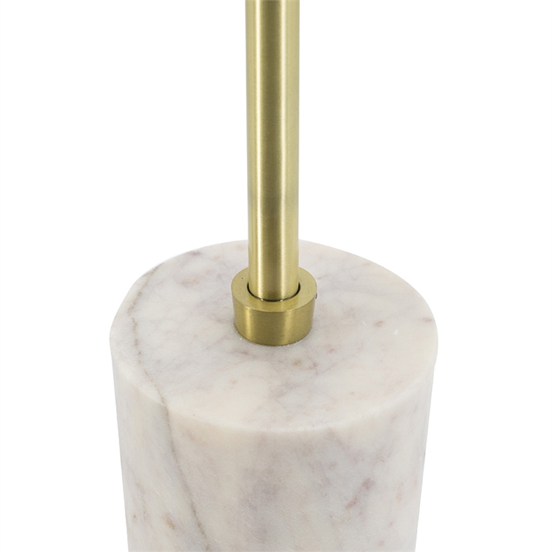 Gony Side End Table- 16 Inch Flower Top- Brass Inlay- White Marble