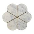 Gony Side End Table- 16 Inch Flower Top- Brass Inlay- White Marble