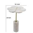 Gony Side End Table- 16 Inch Flower Top- Brass Inlay- White Marble
