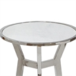 Side End Table- 18 Inch Round White Marble Top- Silver Steel X Base