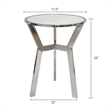 Side End Table- 18 Inch Round White Marble Top- Silver Steel X Base