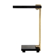 Dani Side End Table- 13 Inch Square Top- C Shape- Black Marble- Gold