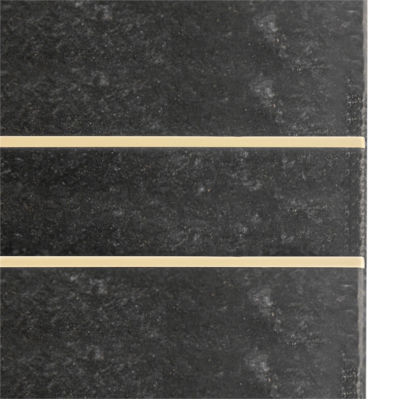 Dani Side End Table- 13 Inch Square Top- C Shape- Black Marble- Gold