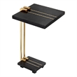 Dani Side End Table- 13 Inch Square Top- C Shape- Black Marble- Gold