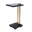 Dani Side End Table- Square Black Marble Top and Base- C Shape- 13 Inch