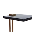 Dani Side End Table- Square Black Marble Top and Base- C Shape- 13 Inch