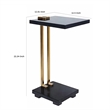 Dani Side End Table- Square Black Marble Top and Base- C Shape- 13 Inch