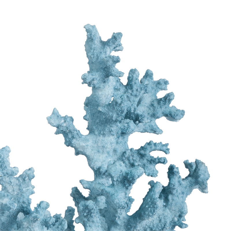 Decorative Sculpture- Faux Coral Accent- Blue Polyresin- 11 Inch Modern