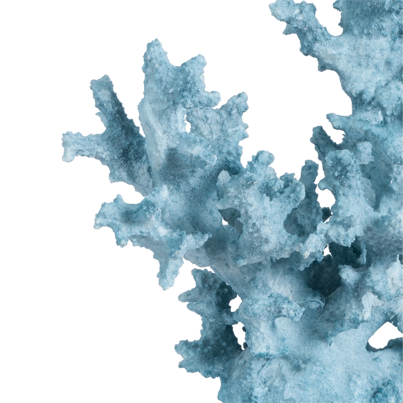 Decorative Sculpture- Faux Coral Accent- Blue Polyresin- 11 Inch Modern