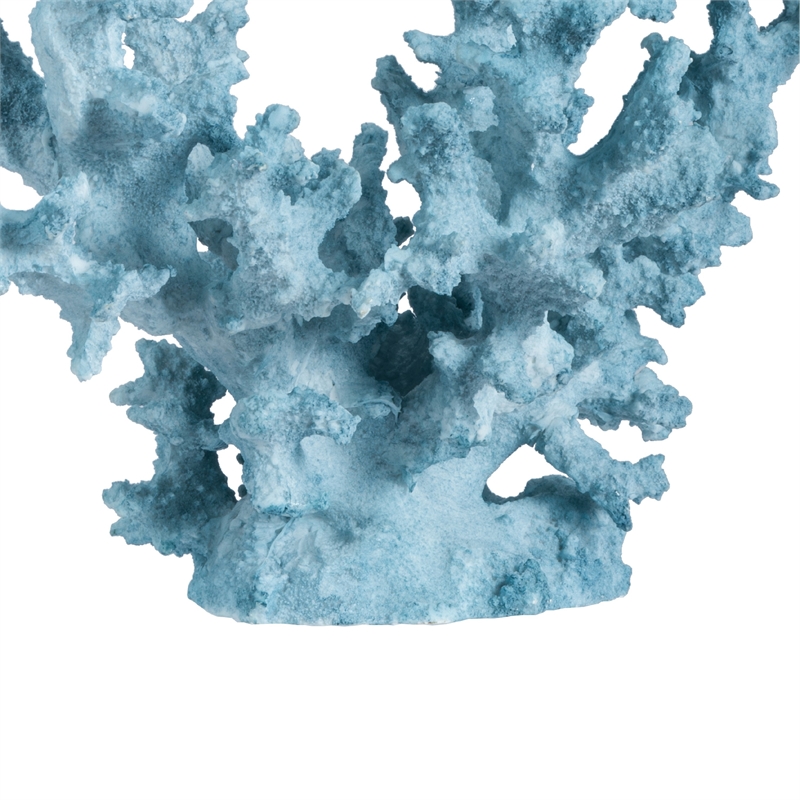 Decorative Sculpture- Faux Coral Accent- Blue Polyresin- 11 Inch Modern