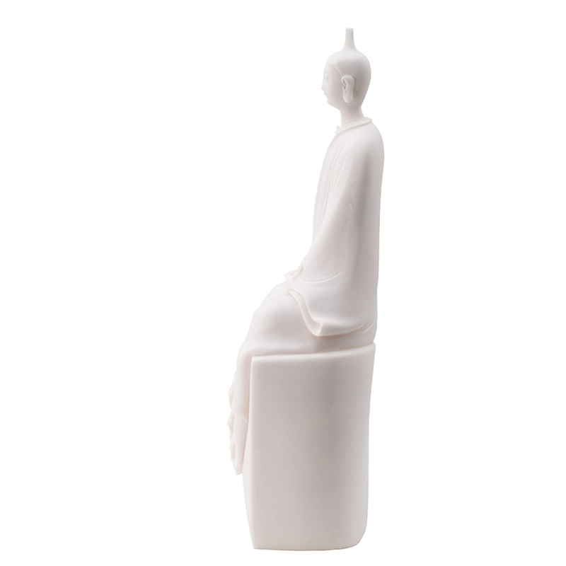 Sitting Sculpture- Peaceful Meditation Gesture- White Resin 19 Inch