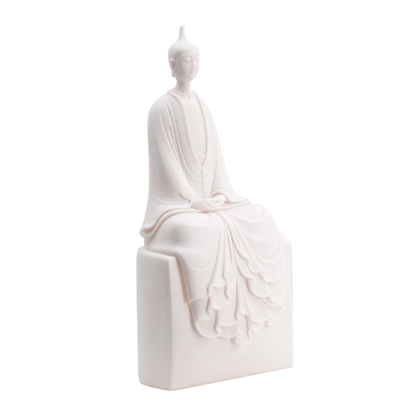 Sitting Sculpture- Peaceful Meditation Gesture- White Resin 19 Inch