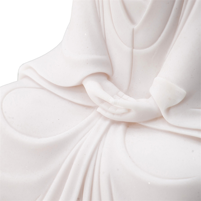 Sitting Sculpture- Peaceful Meditation Gesture- White Resin 19 Inch
