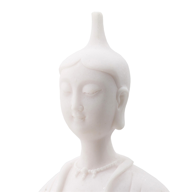 Sitting Sculpture- Peaceful Meditation Gesture- White Resin 19 Inch