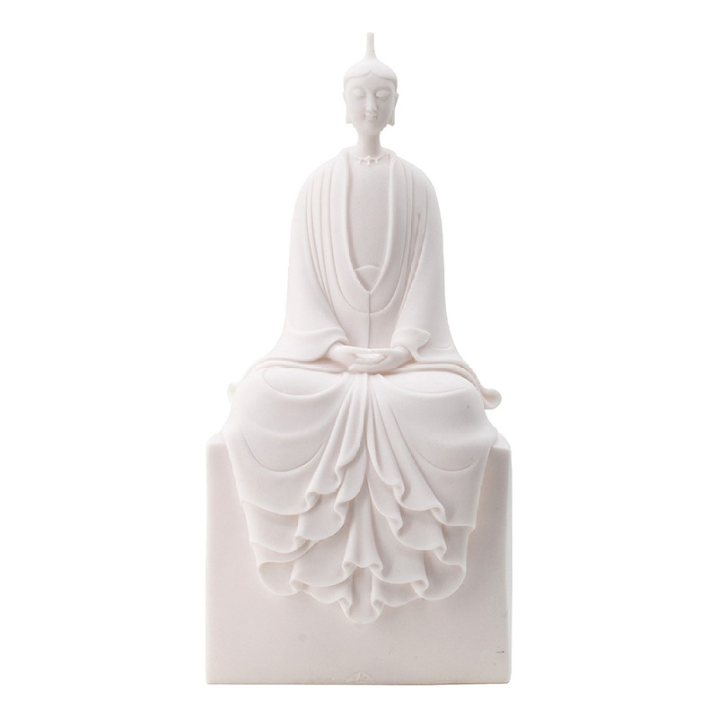 Sitting Sculpture- Peaceful Meditation Gesture- White Resin 19 Inch