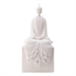 Sitting Sculpture- Peaceful Meditation Gesture- White Resin 19 Inch