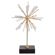 Starburst Sculpture on Black Base Stand- White Stones- Gold Metal Rods- 23 Inch