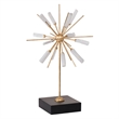 Starburst Sculpture on Black Base Stand- White Stones- Gold Metal Rods- 23 Inch