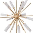 Starburst Sculpture on Black Base Stand- White Stones- Gold Metal Rods- 23 Inch