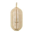 Rattan Bamboo Lantern with Glass Insert- Natural Beige Open Weave Frame