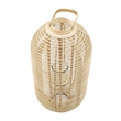 Rattan Bamboo Lantern with Glass Insert- Natural Beige Open Weave Frame