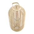 Rattan Bamboo Lantern with Glass Insert- Natural Beige Open Weave Frame