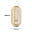 Rattan Bamboo Lantern with Glass Insert- Natural Beige Open Weave Frame