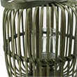 Green Bamboo Lantern with Glass Insert- Slatted Frame and Handle- 17 Inch