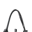 Decorative Lantern- Sculptural Shape and Leather Handle- Black Wood 16 Inch