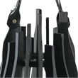 Decorative Lantern- Sculptural Shape and Leather Handle- Black Wood 16 Inch