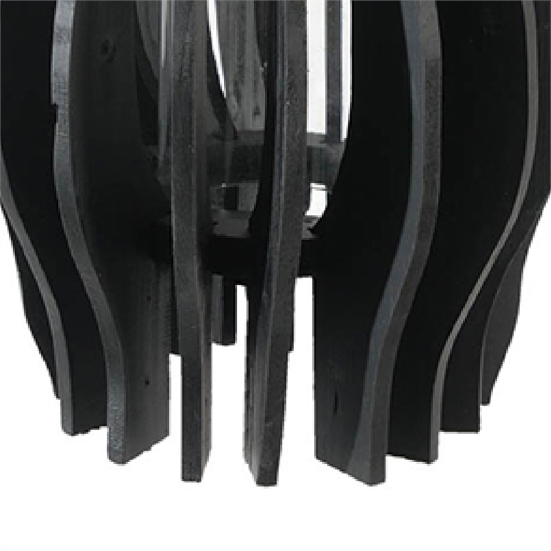 Decorative Lantern- Sculptural Shape and Leather Handle- Black Wood 16 Inch