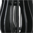 Decorative Lantern- Sculptural Shape and Leather Handle- Black Wood 16 Inch