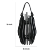 Decorative Lantern- Sculptural Shape and Leather Handle- Black Wood 16 Inch