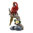 Tropical Bird Macaw Parrot on Branch Figurines- Green Red Blue - 3pc Set