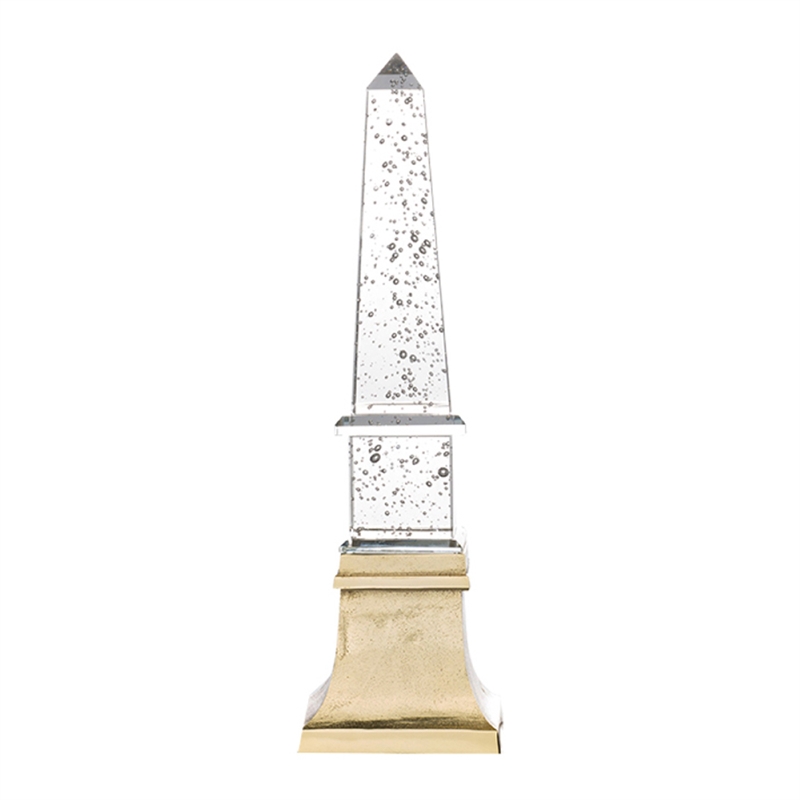 Raga Crystal Accent Lighting- Obelisk Decor Body- Gold Metal Base- 18 Inch